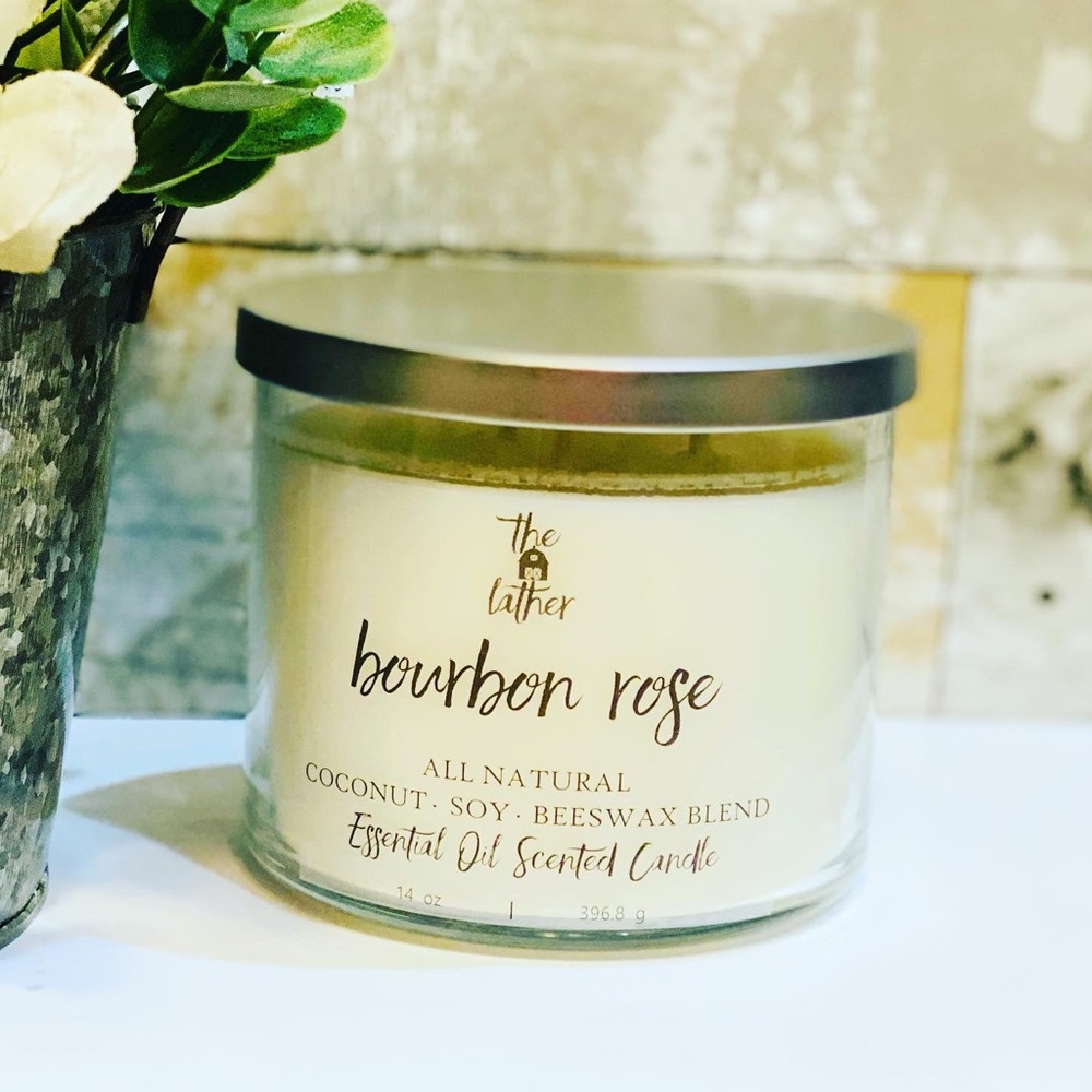 Bourbon Rose E-Oil Scented Beeswax Blend Candle